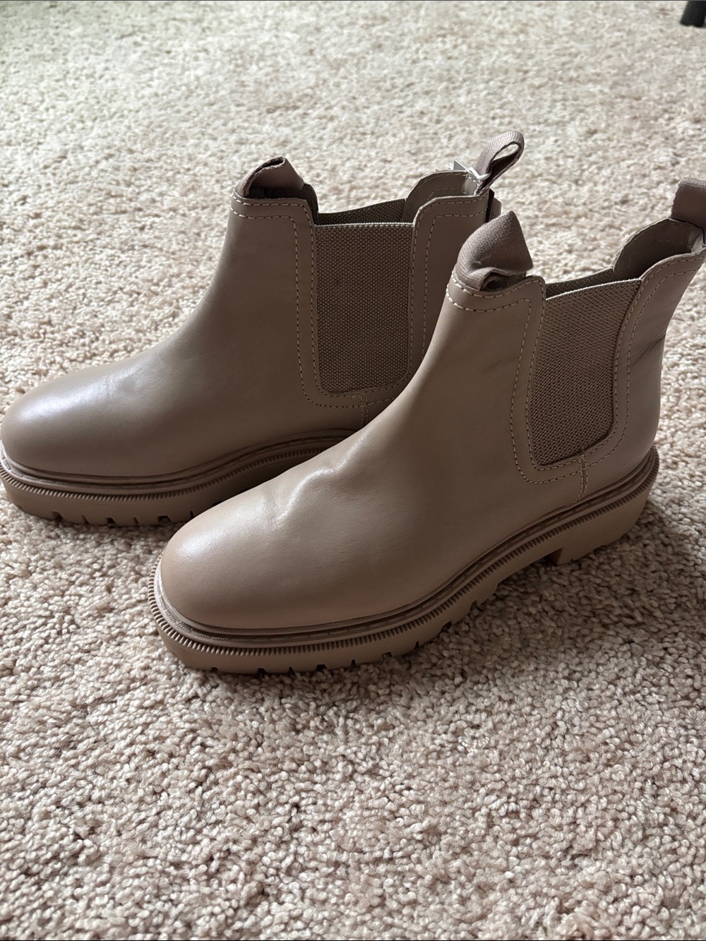H&M Genuine Leather Chelsea Boots in Taupe sz 9 eur 40 NWT